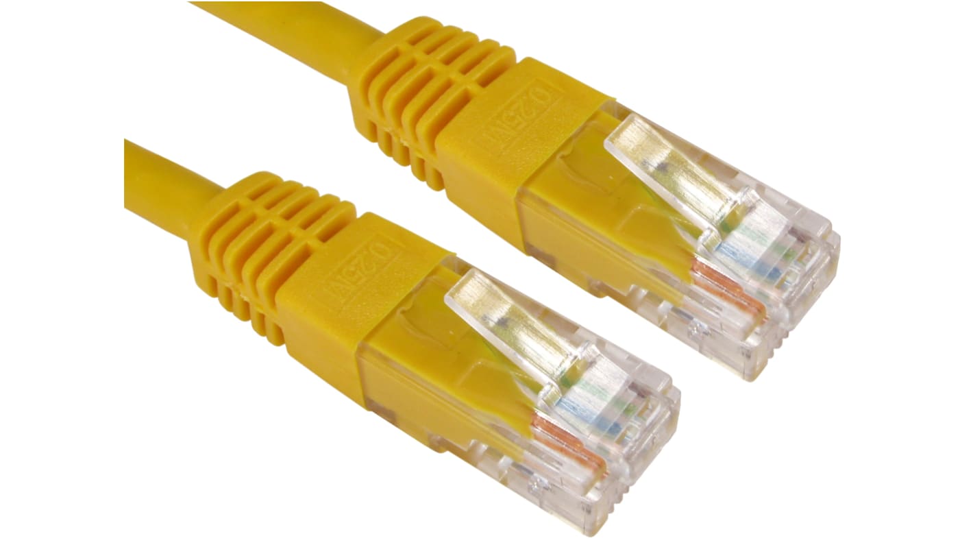 Cavo Ethernet Cat6 (UTP) RS PRO, guaina in PVC col. Giallo, L. 250mm, Con terminazione