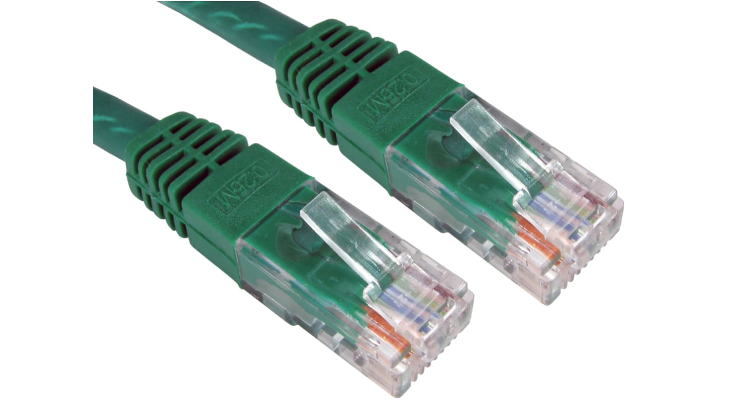 RS PRO Cat6 Straight Male RJ45 to Straight Male RJ45 Ethernet Cable, UTP, Green PVC Sheath, 2m