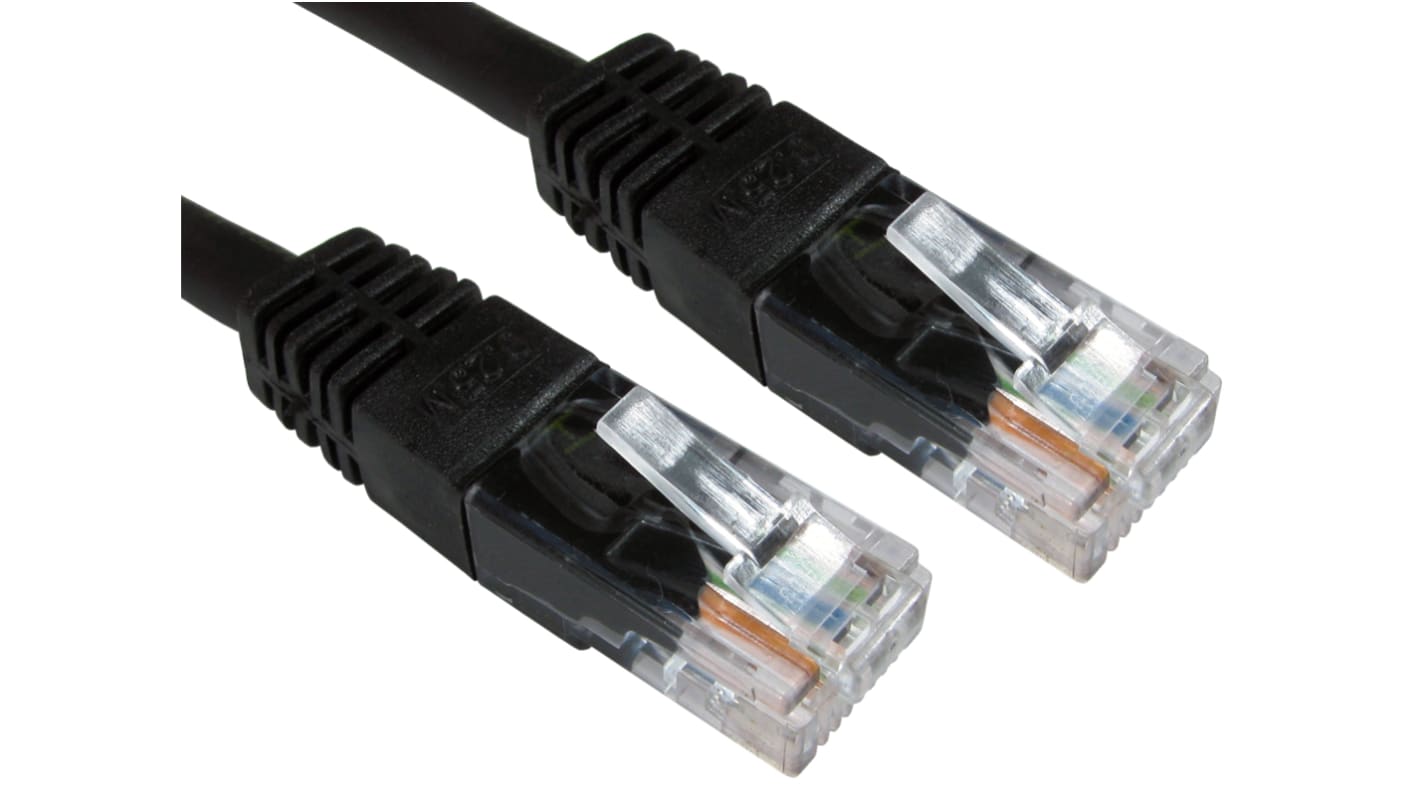 RS PRO Cat6 Straight Male RJ45 to Straight Male RJ45 Ethernet Cable, UTP, Black PVC Sheath, 20m