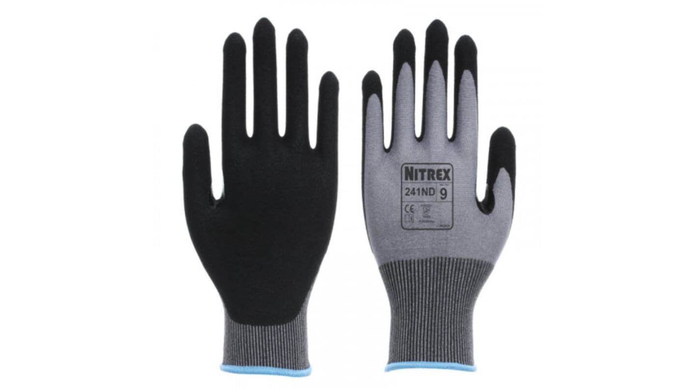 Uniglove 241ND* Black/Grey Glass Fibre, HPPE, Nylon, Spandex Abrasion Resistant, Tear Resistant Work Gloves, Size 8,