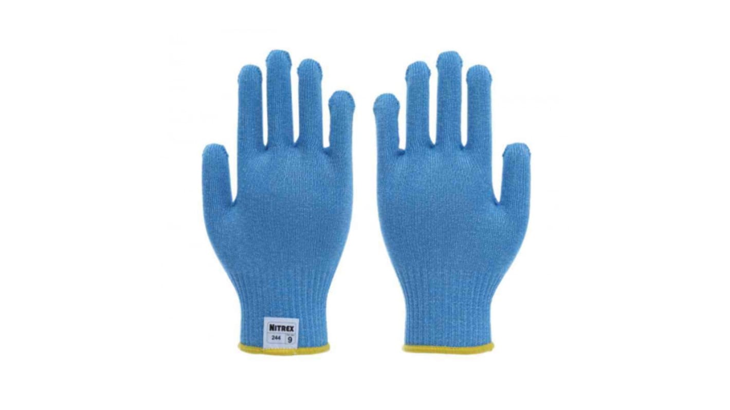 Unigloves 244* Blue HPPE, Polyester Cut Resistant, Food Work Gloves, Size 9, Large