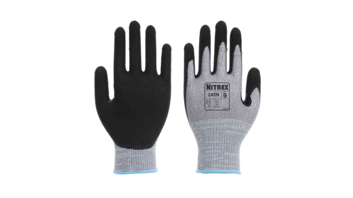 Unigloves 245N* Glass Fiber, HPPE, Polyester, Spandex, Steel Work Gloves, Size 9, Large, Nitrile Coating