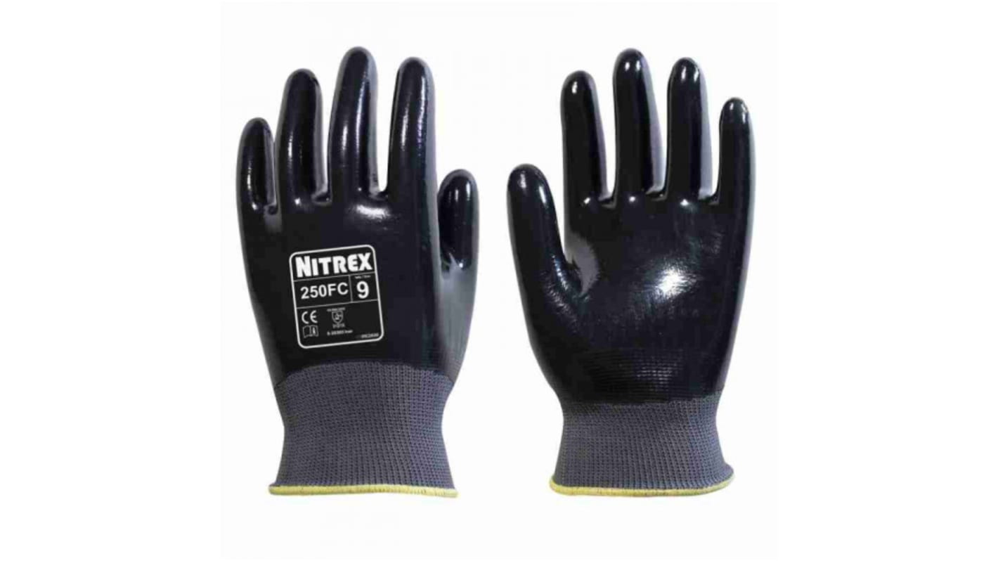 Guantes de trabajo de Poliéster Unigloves serie 250FC*, talla 8, con recubrimiento de Nitrilo, Resistentes a la