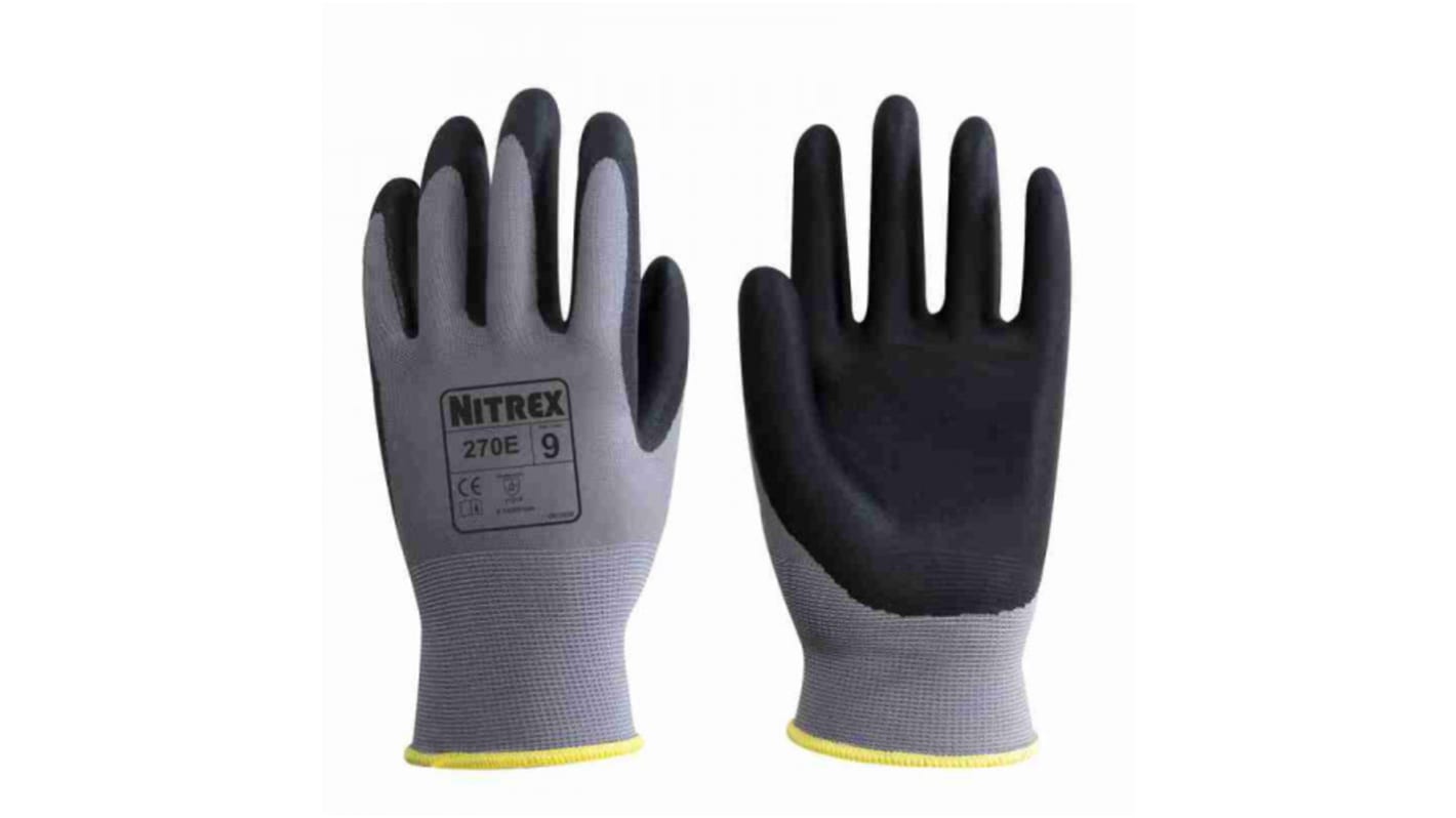 Unigloves 270E* Polyester Abrasion Resistant, Dry Environment Work Gloves, Size 9, Large, Nitrile Coating