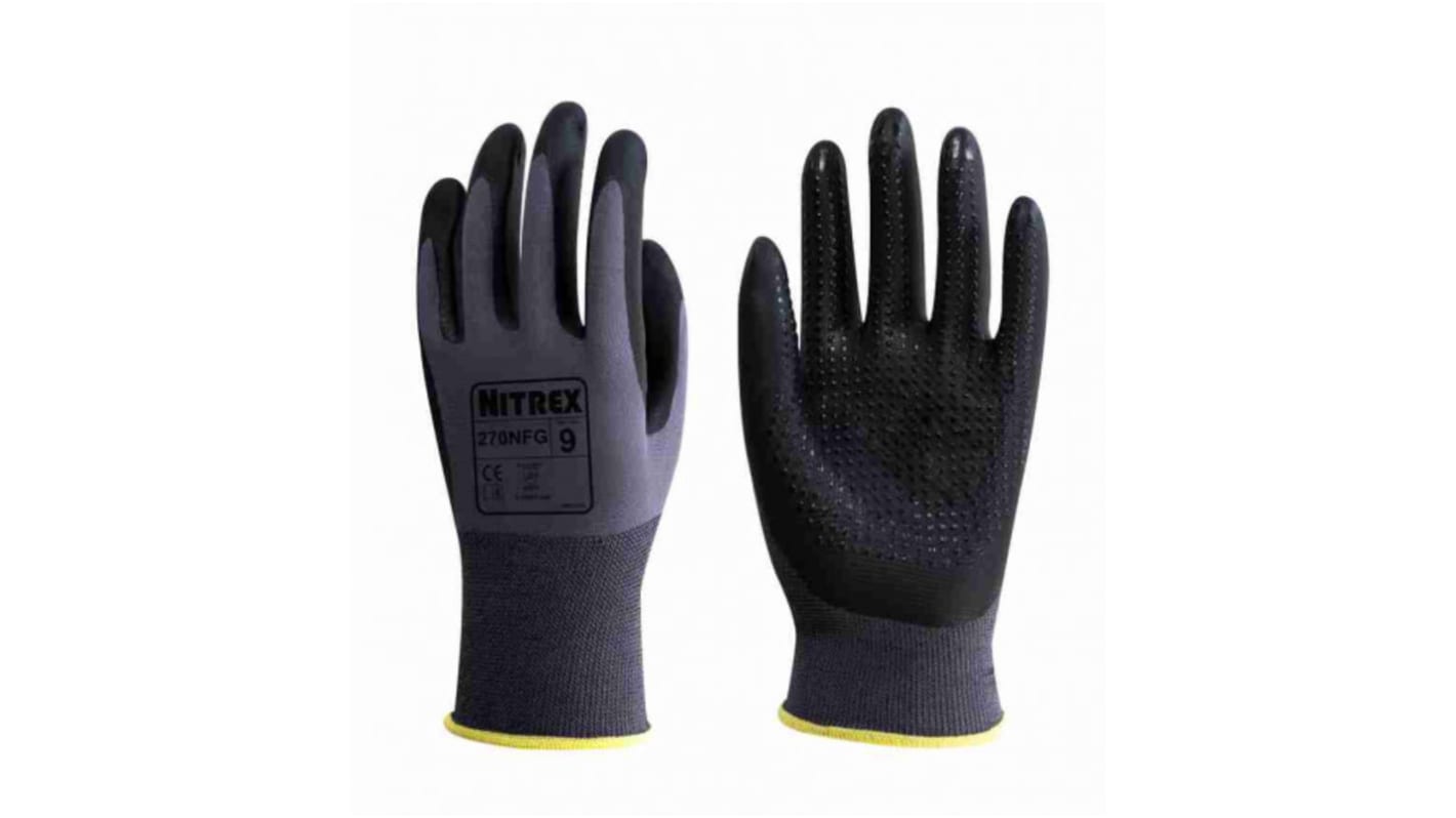 Guantes de trabajo de Nylon Unigloves serie 270NFG*, talla 6, con recubrimiento de Espuma de nitrilo, Agarre y