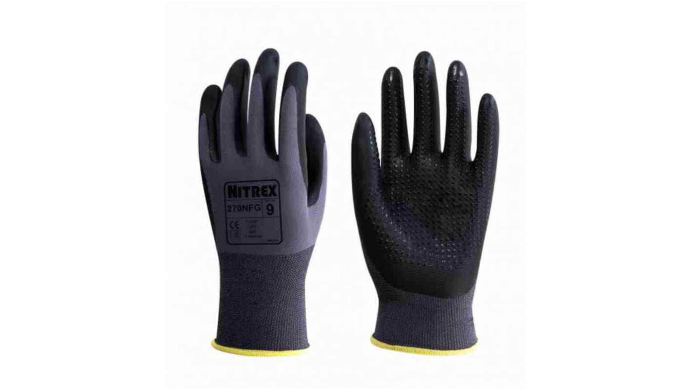 Unigloves 270NFG* Nylon Grip and Abrasion Resistance, Oil Resistant, Wet Resistance Work Gloves, Size 8, Foam Nitrile