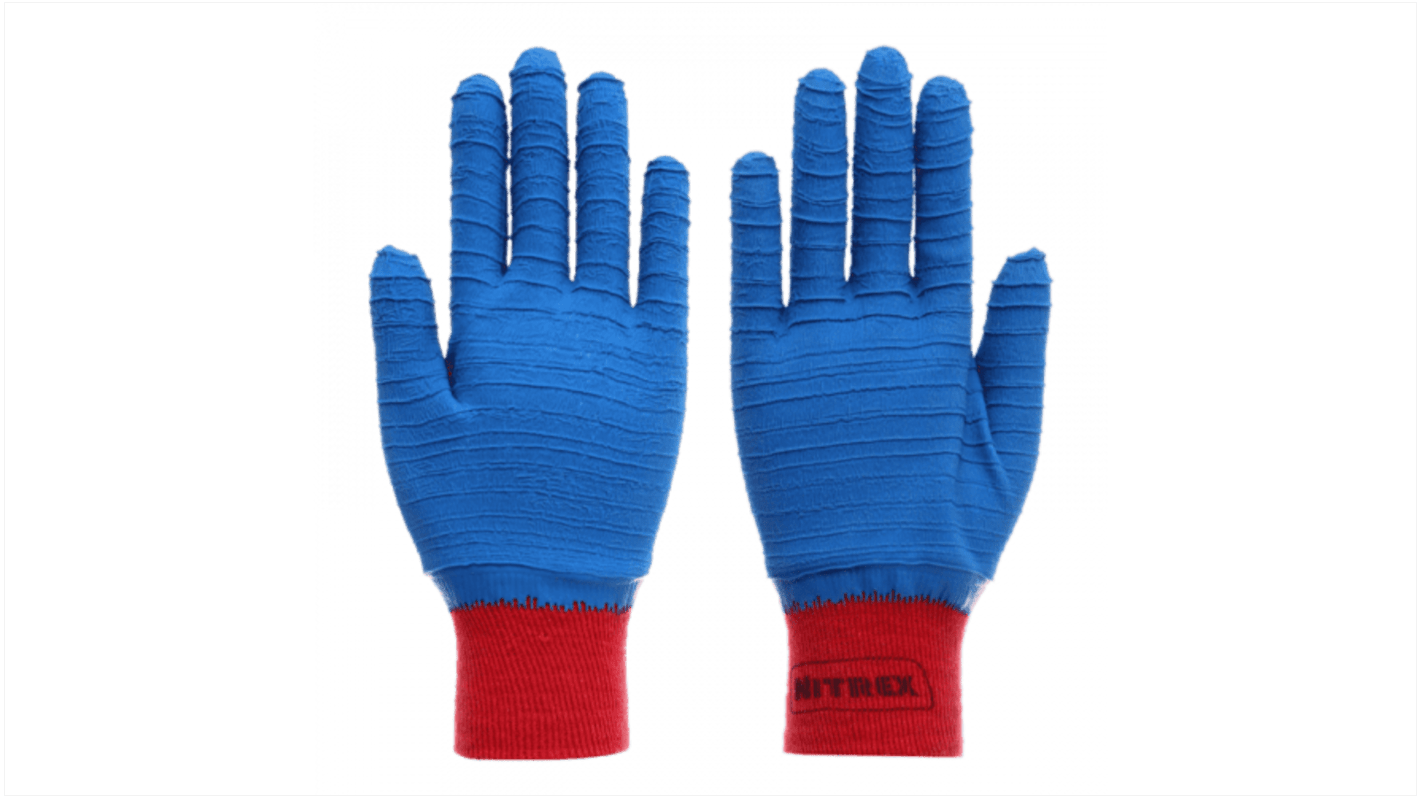 Unigloves 275BG* Blue Cotton Abrasion Resistant, Dry Environment Work Gloves, Size 8, Latex Coating