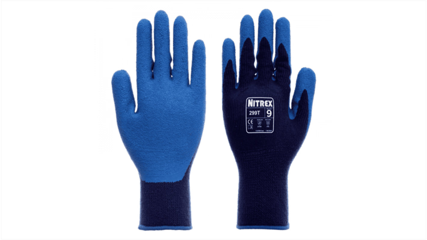 Unigloves 299T* Blue Acrylic General Purpose Work Gloves, Size 8, Medium, Latex Coating