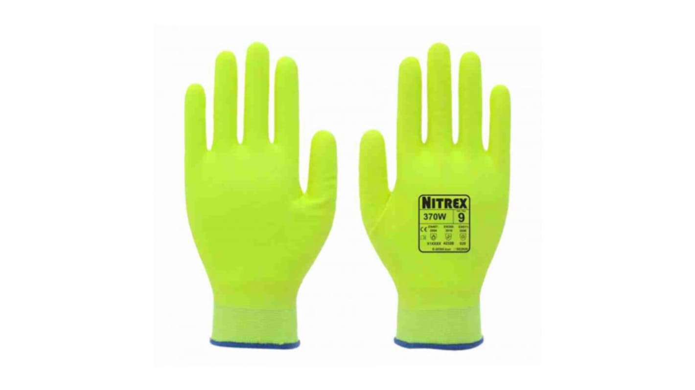 Guantes de trabajo de Acrílico, Nylon (forro) Unigloves serie 370W*, talla 7, con recubrimiento de Espuma de nitrilo,