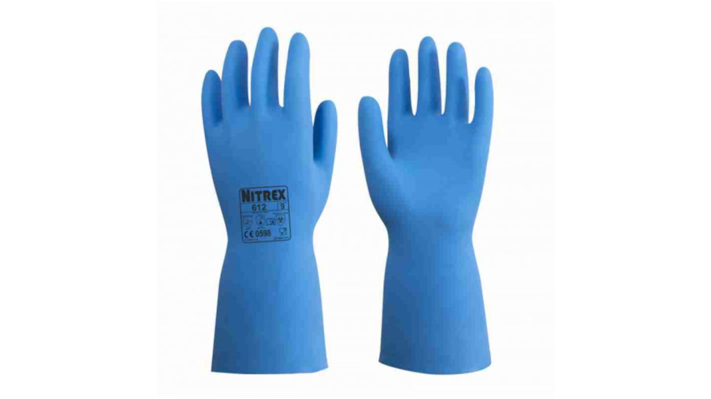 Unigloves 612* Blue Nitrile Abrasion Resistant, Chemical Resistant Work Gloves, Size 7