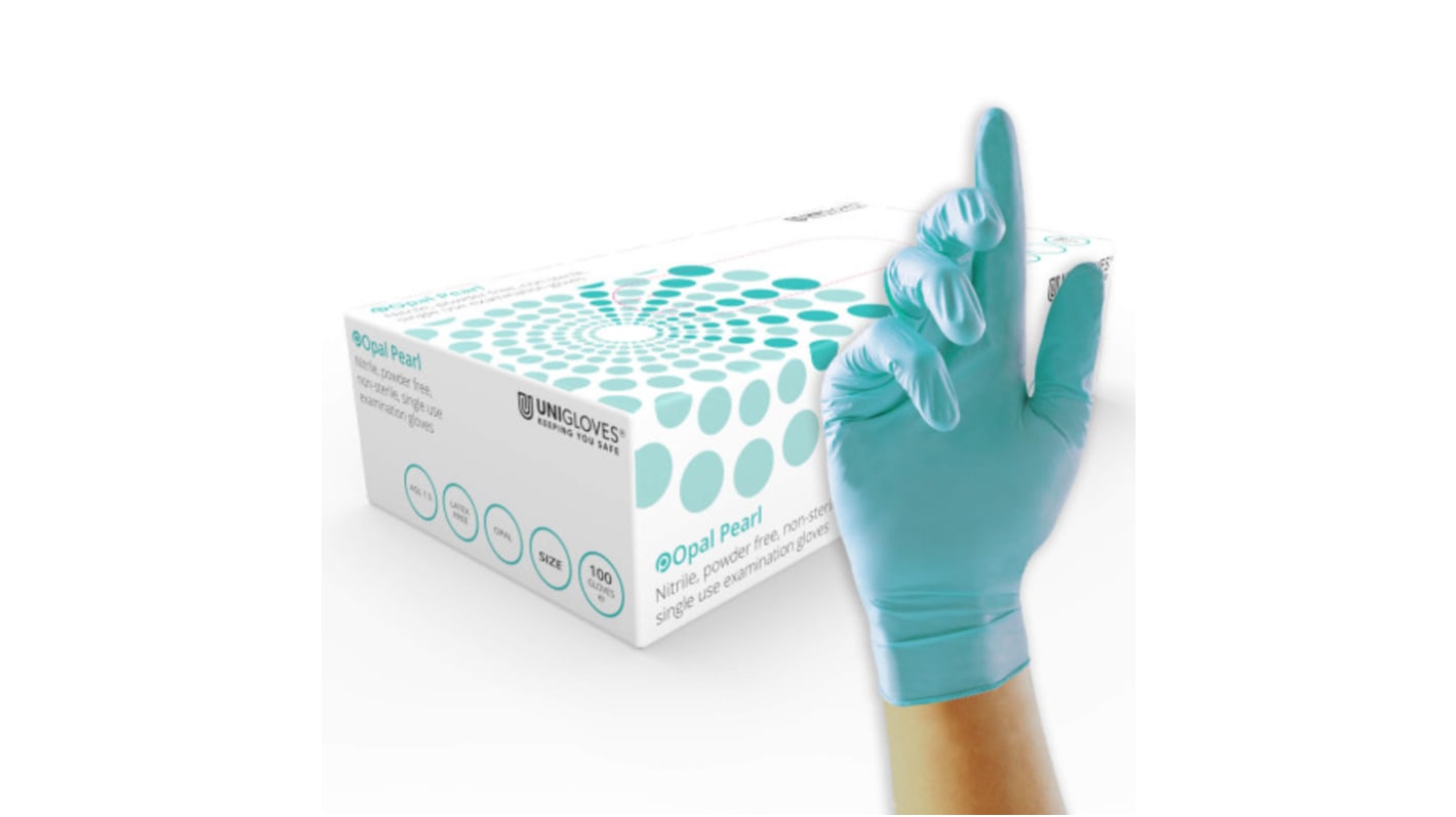 Unigloves GP0*** Powder-Free Nitrile Disposable Gloves, Size M, Food Safe, 100 per Pack