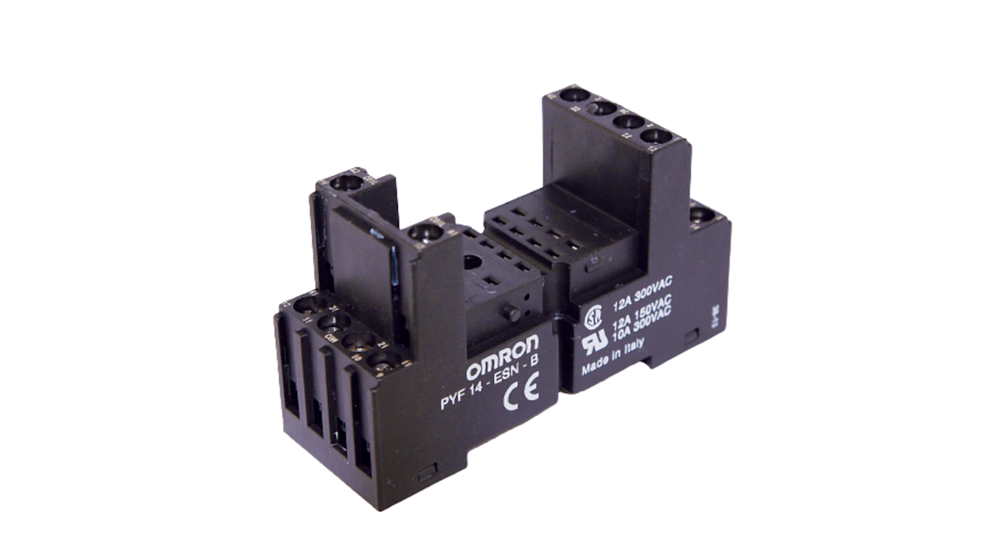 Omron 14 Pin 250V ac DIN Rail Relay Socket, for use with MY2, MY4