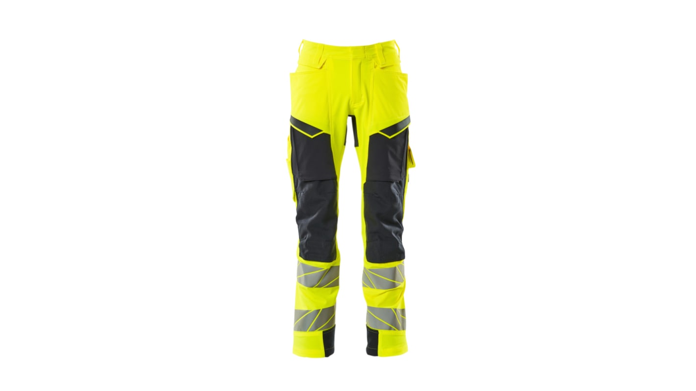 Mascot Workwear 19279-510 Yellow/Navy Water Repellent Hi Vis Work Trousers, 31in Waist Size