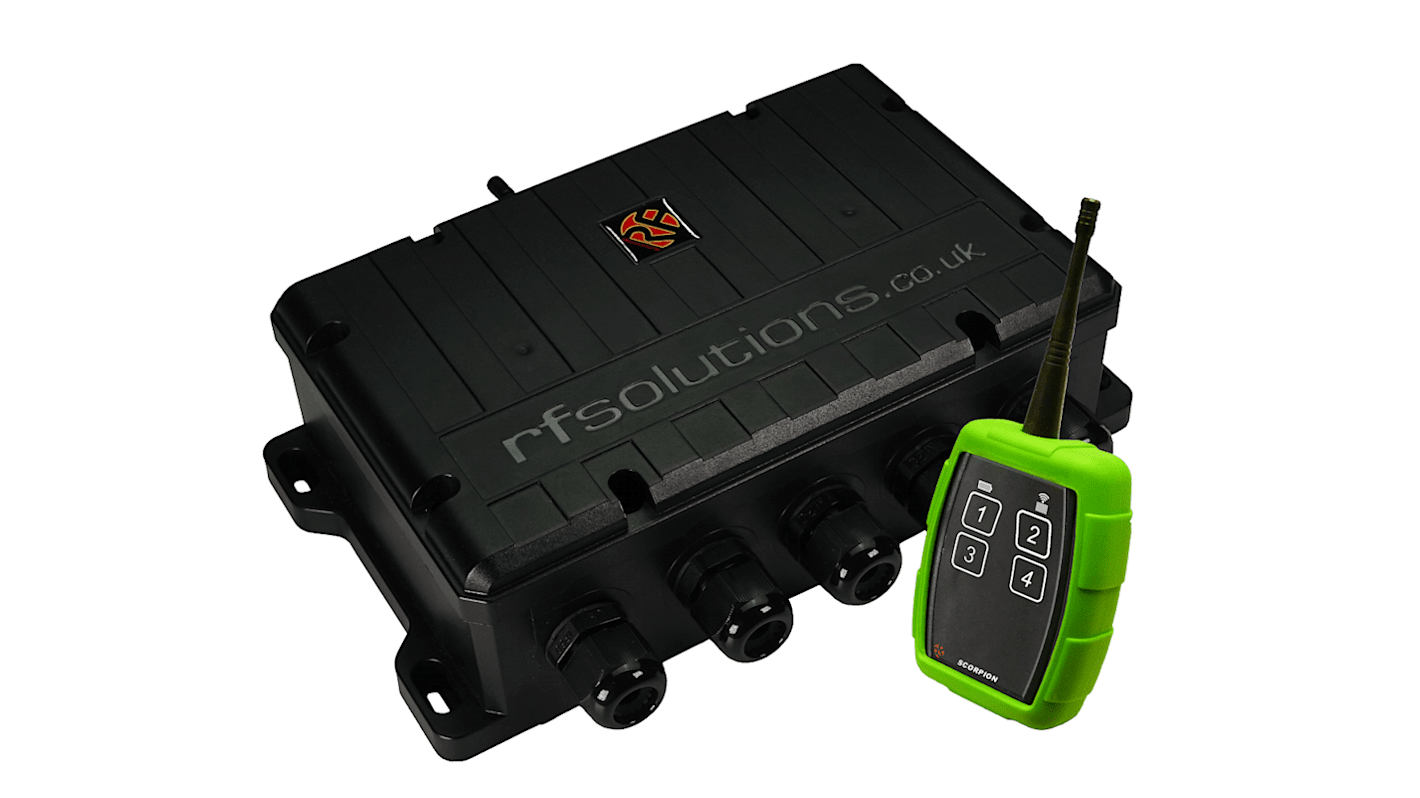 RF Solutions Fernbedienungssystem 868MHz LoRa 4 Kanäle, 4-Tasten Handsender 230V ac