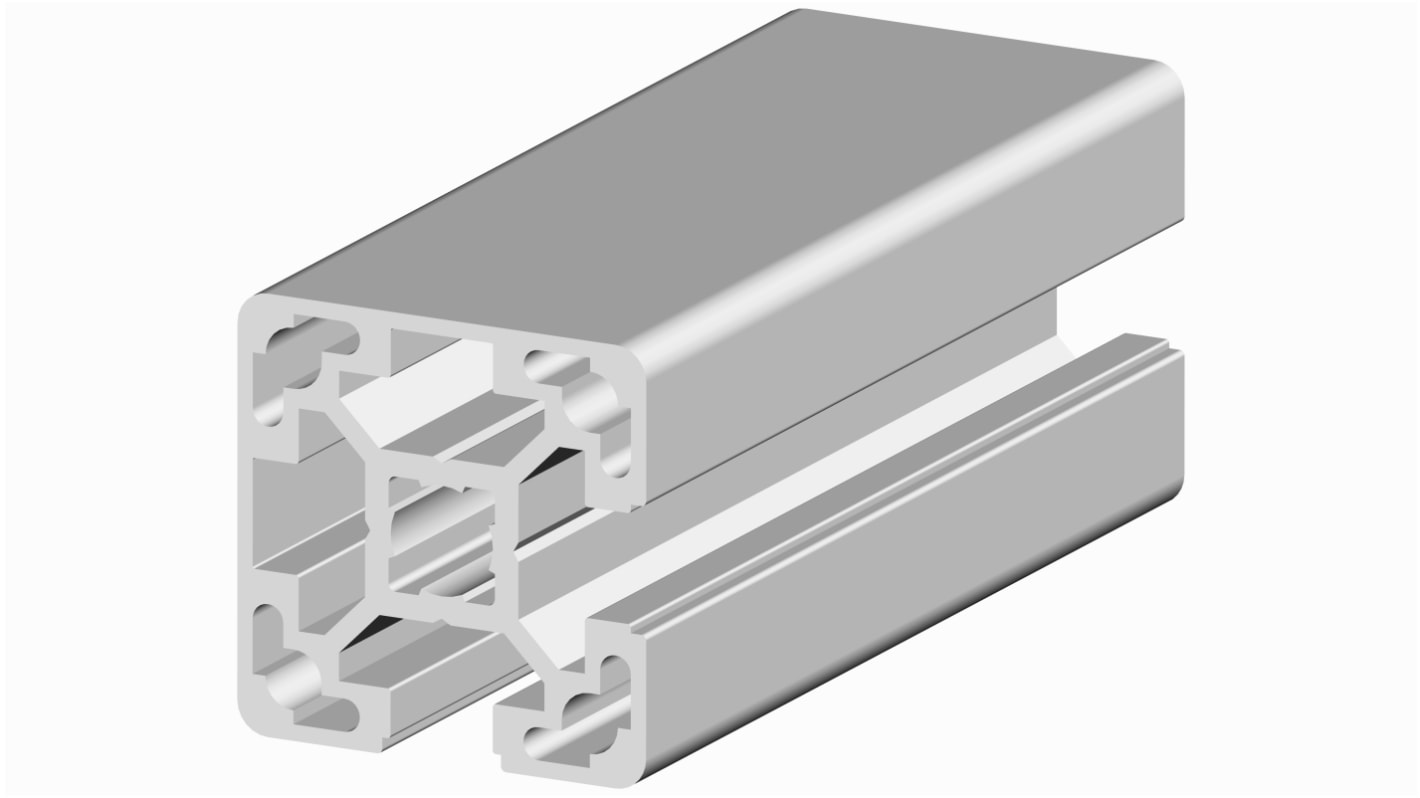 RS PRO Silver Aluminium, Anodized Profile Strut, 40 x 40 mm, 10mm Groove, 3m Length