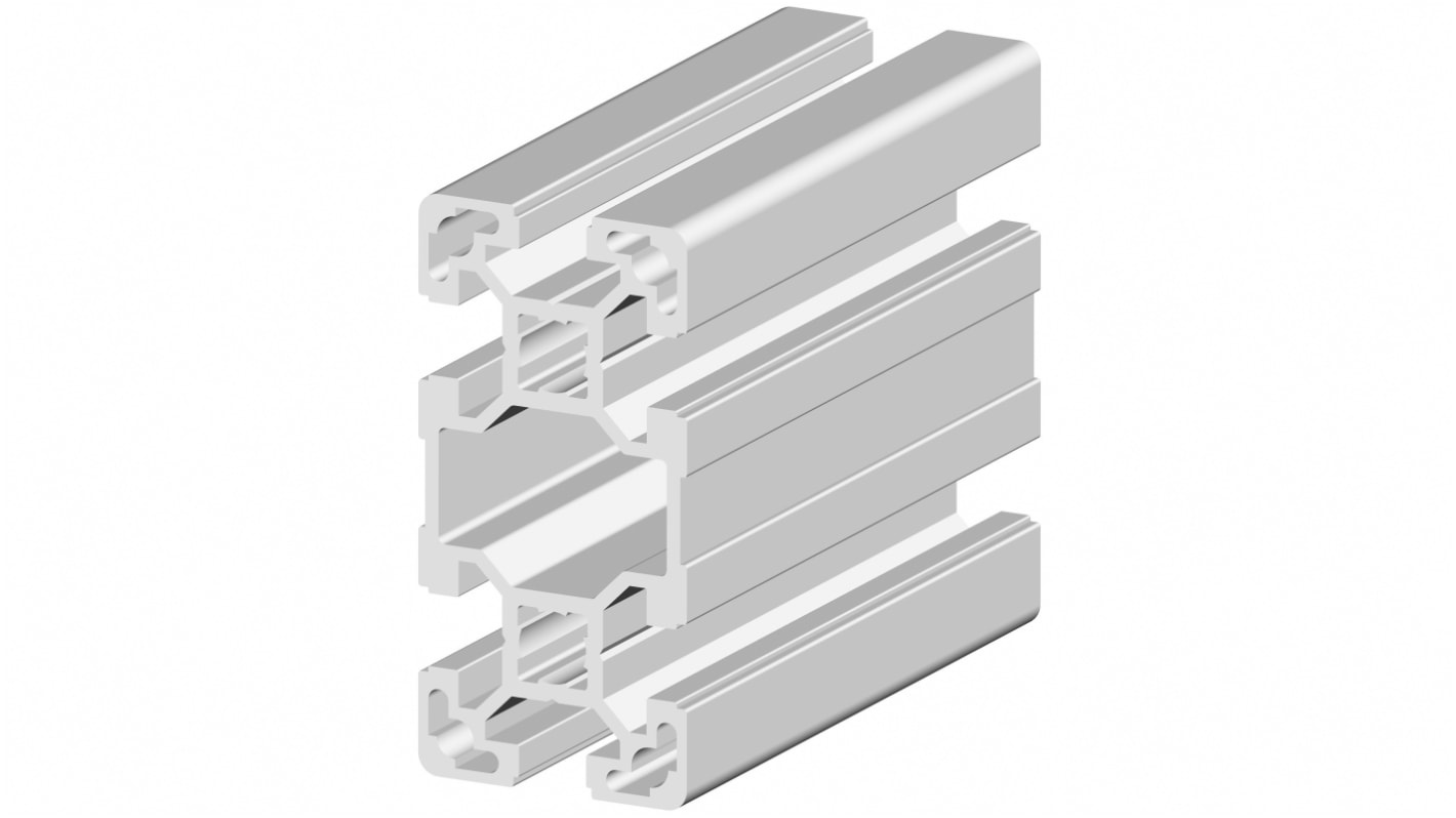 Perfil de Aluminio, Anodizado Plateado, perfil de 40 x 80 mm x 2m de longitud