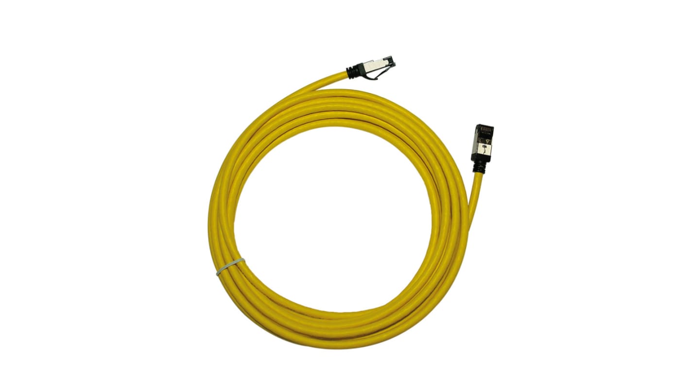 Decelect Cat8 RJ45 to RJ45 Ethernet Cable, Copper Braid, Yellow, 3m