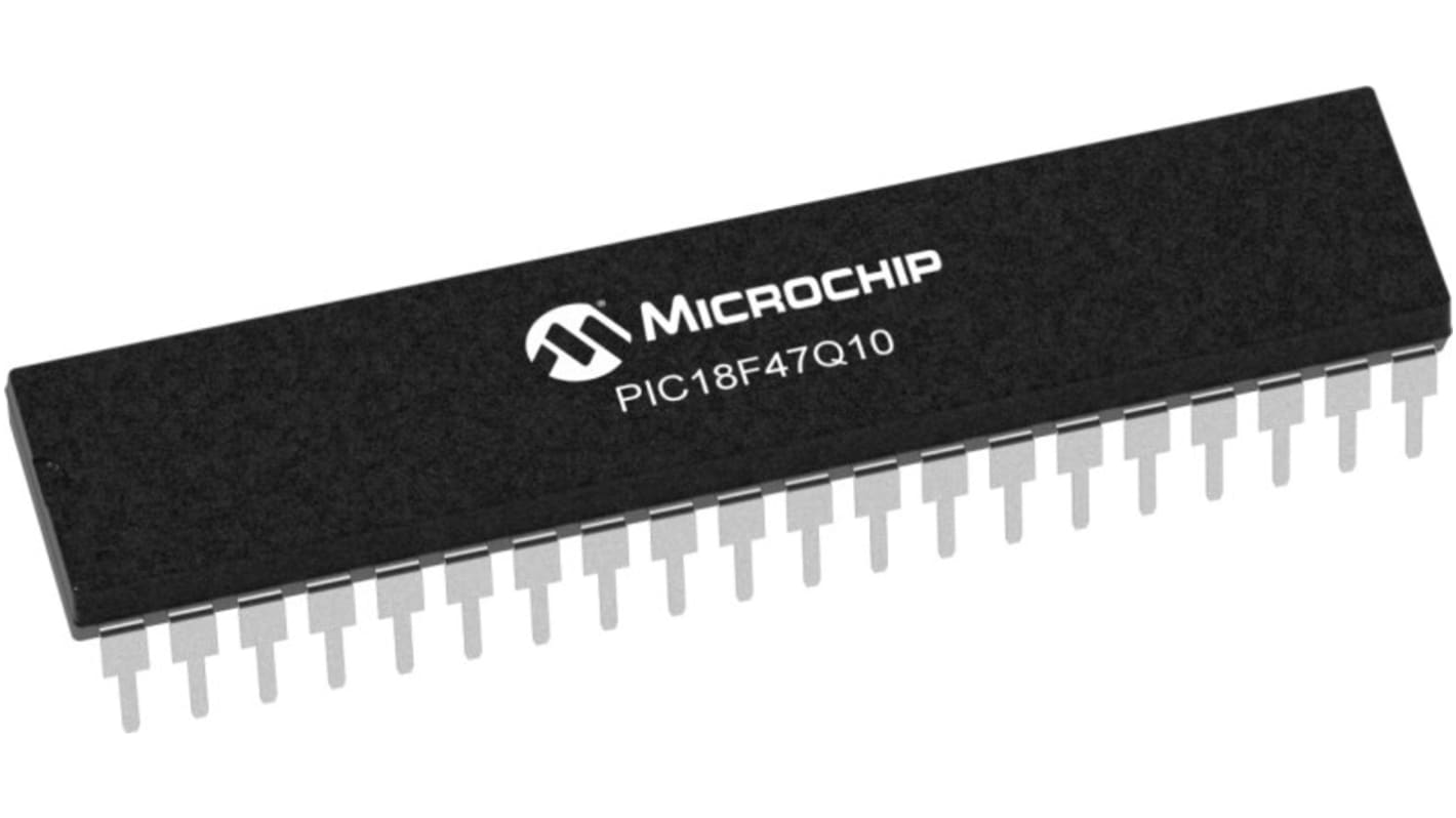 Microchip PIC18F47Q10-I/P PIC Microcontroller MCU, PIC18, 40-Pin PDIP