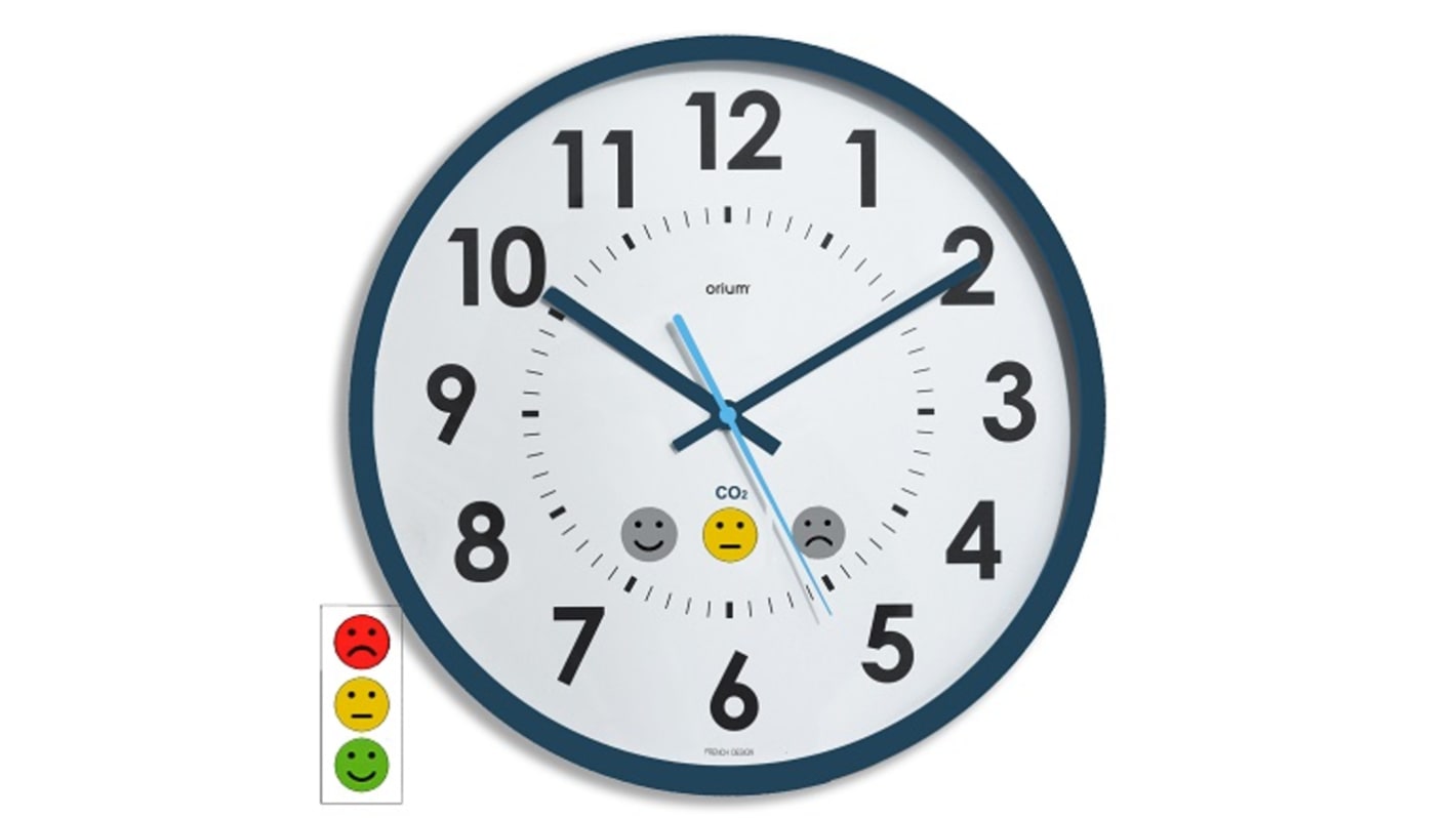11344 | Orium Blue, White Analogue Desktop, Wall Clock With CO2 Sensor ...