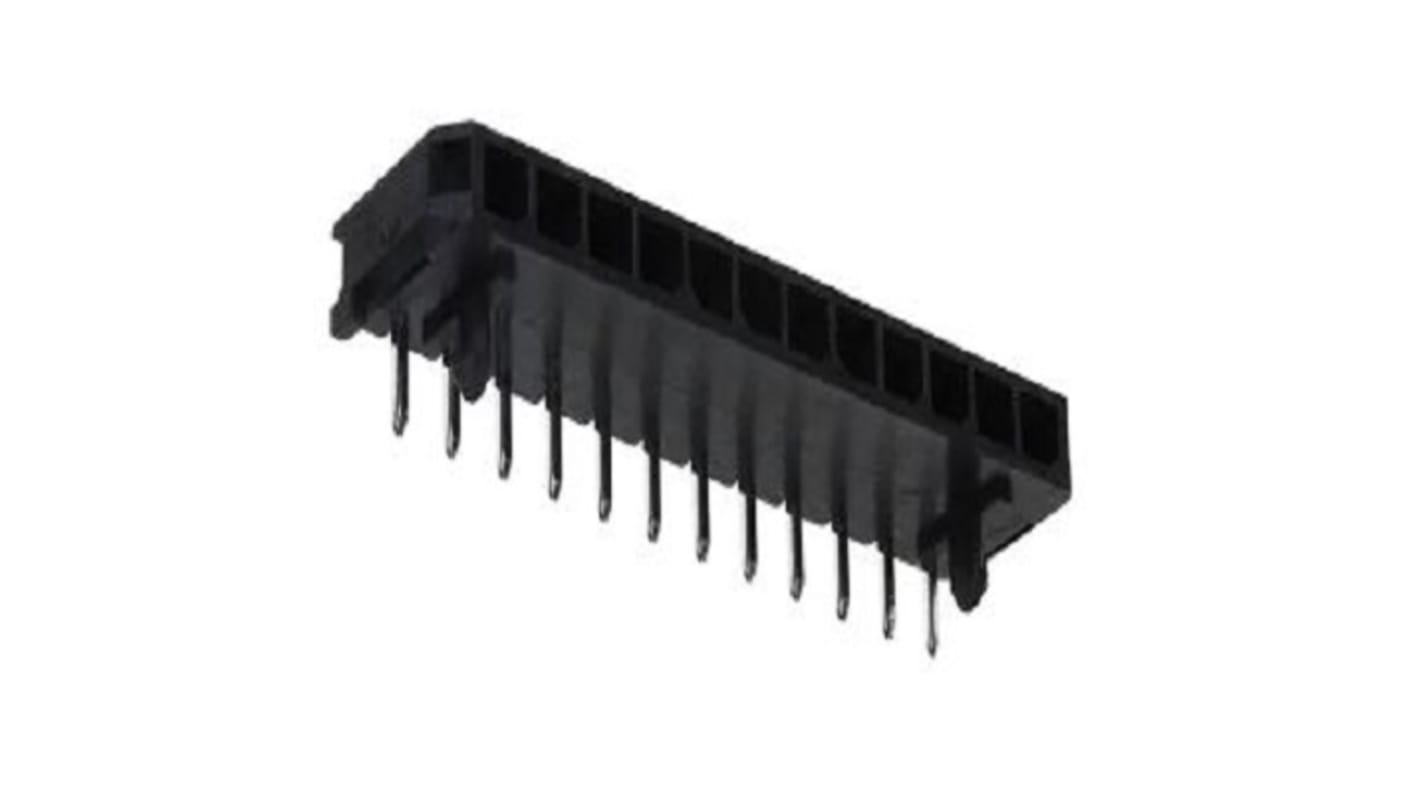 File di contatti PCB Molex Maschio, 12 vie, 1 fila, passo 3mm