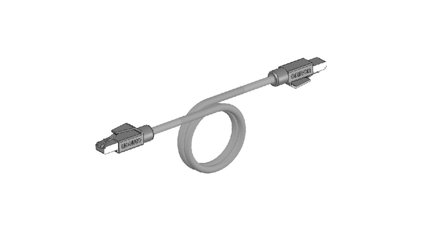 Omron Ethernetkabel Cat.5e, 500mm, Hellblau Patchkabel, A RJ45 , UTP, B RJ45