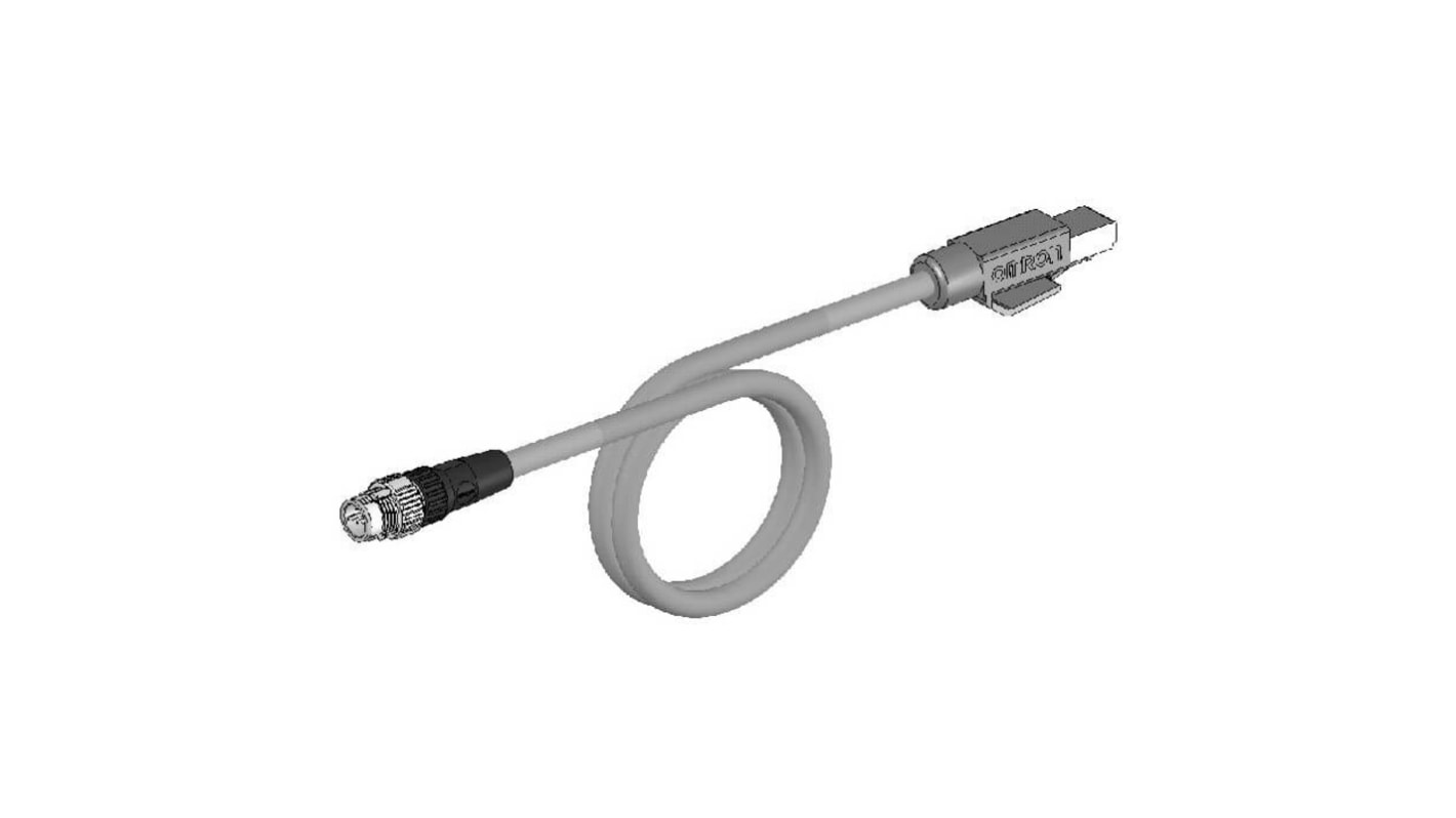 Omron Ethernetkabel Cat.5e, 1m, Hellblau Patchkabel, A M12 , UTP, B RJ45