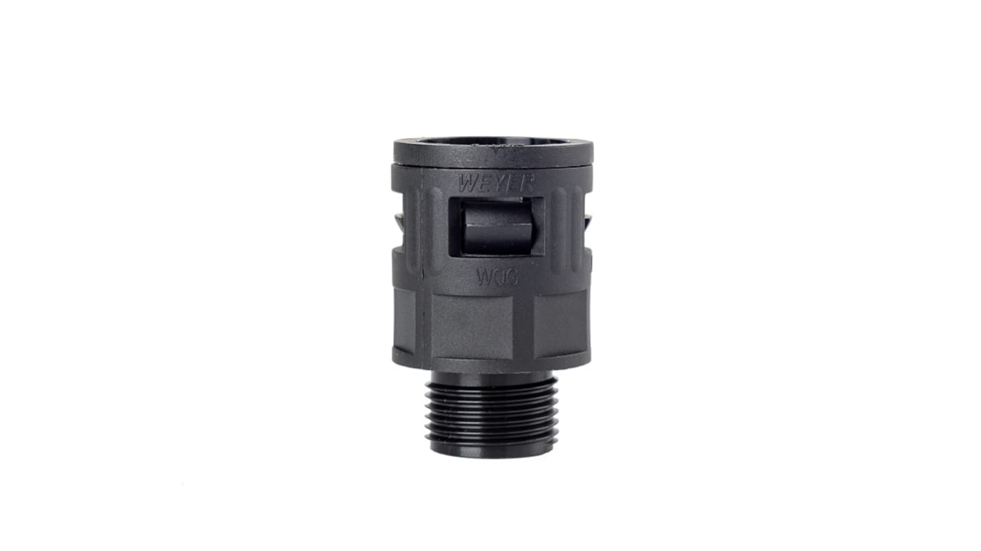 RS PRO Fixed Straight, Conduit Fitting, 17mm Nominal Size, M20 x 1.5, Polyamide, Black