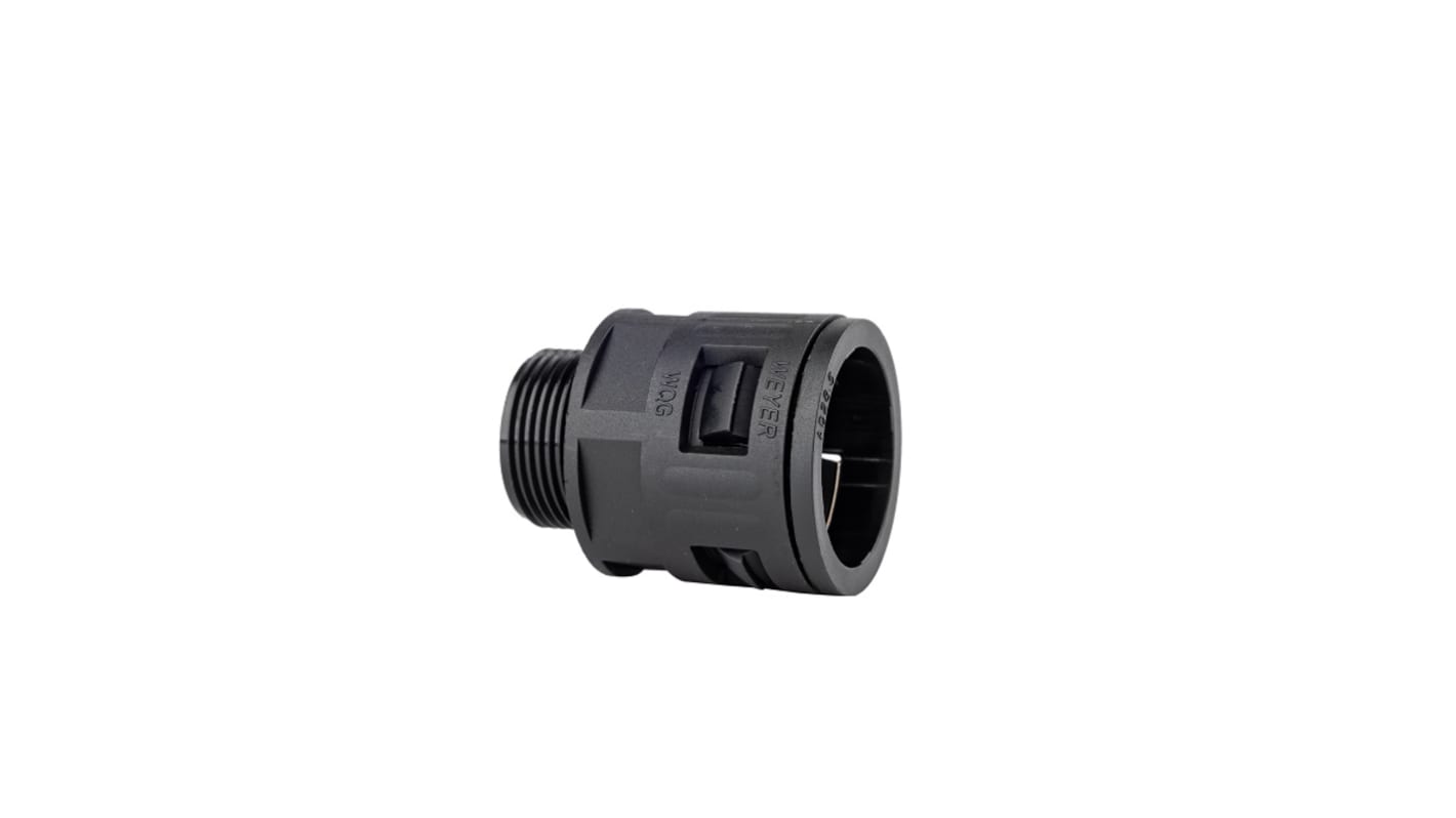 Racor para conducto RS PRO, Recto fijo de Poliamida Negro, tamaño nom. 23mm, rosca M25x1.5, IP66