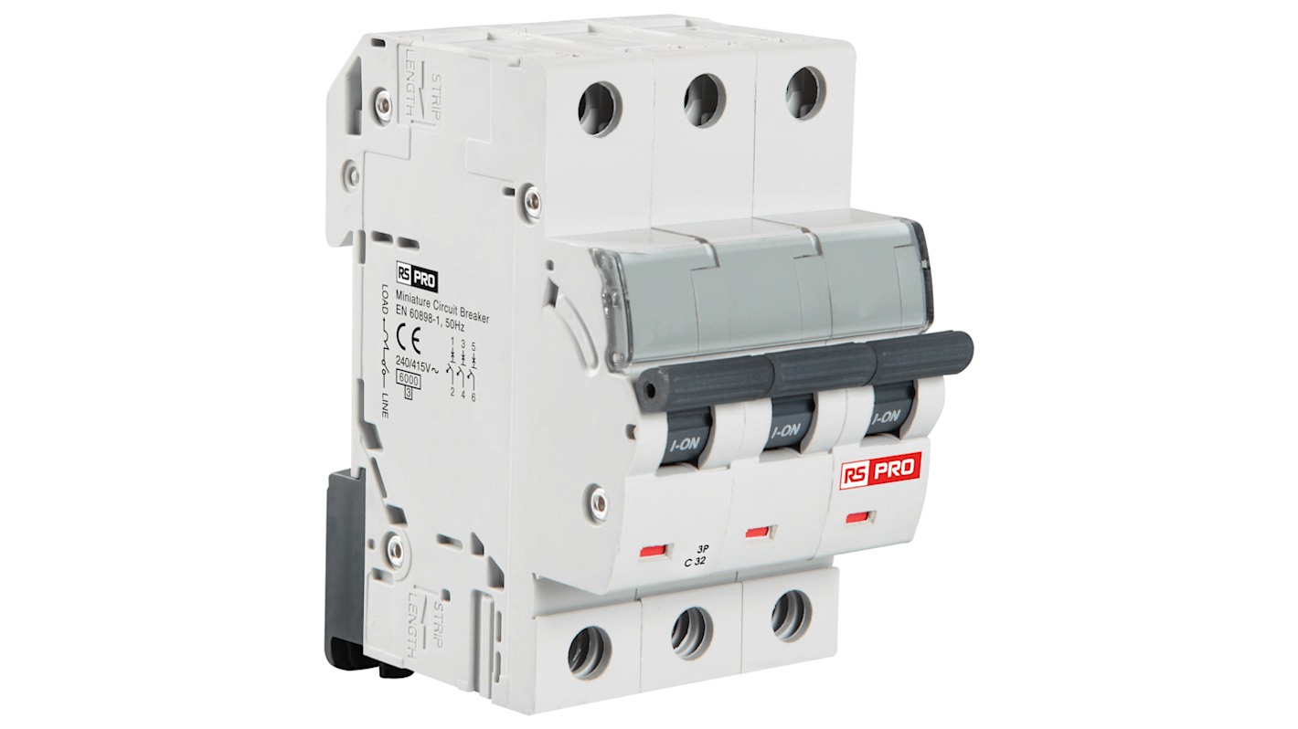 Interruptor automático 3P, 16A, Curva Tipo C, Poder de corte 10 kA, Montaje en Carril DIN