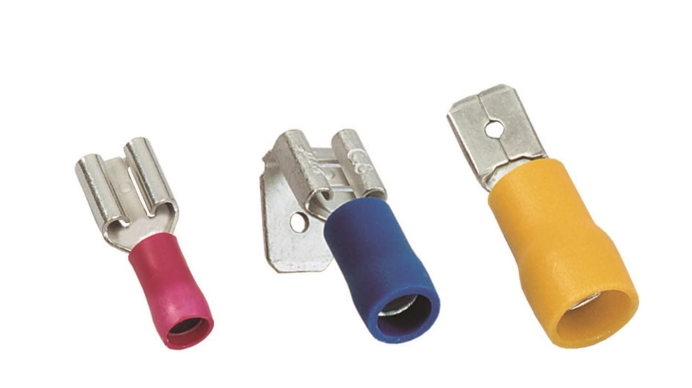 MECATRACTION Insulated Male Spade Connector, Preinsulated Male and Piggyback Disconnects, 6.3 x 0.8mm Tab Size