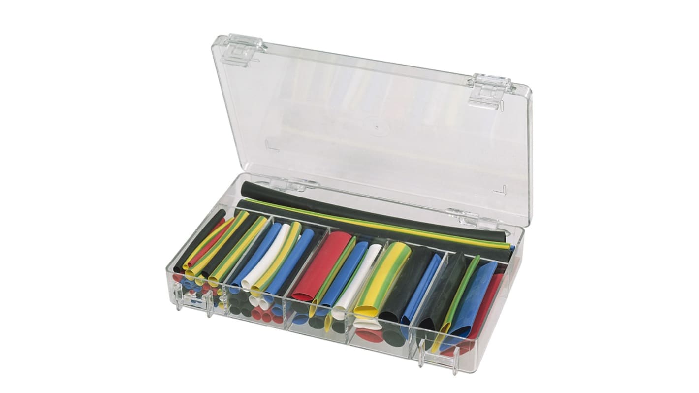 Kit de gaines de câble thermorétractables MECATRACTION, Noir, Bleu, Transparent, Vert, Rouge, Blanc, Jaune rétreint