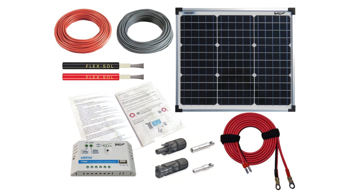 Panel solar fotovoltaico, Monocristalino, 30W, 12V, 30W