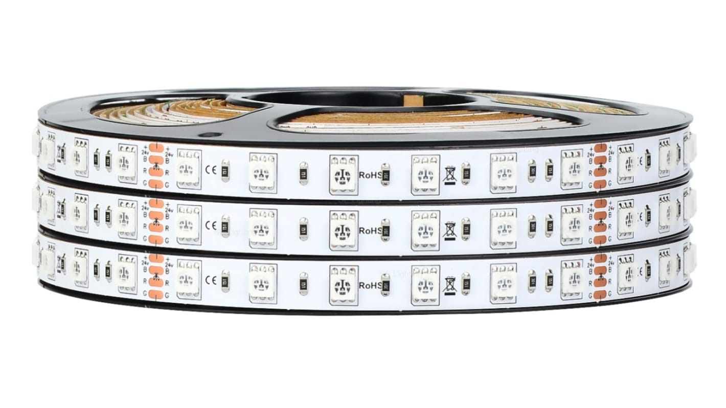 RS PRO 24V dc RGB LED Strip Light, 4000K Colour Temp, 1m Length