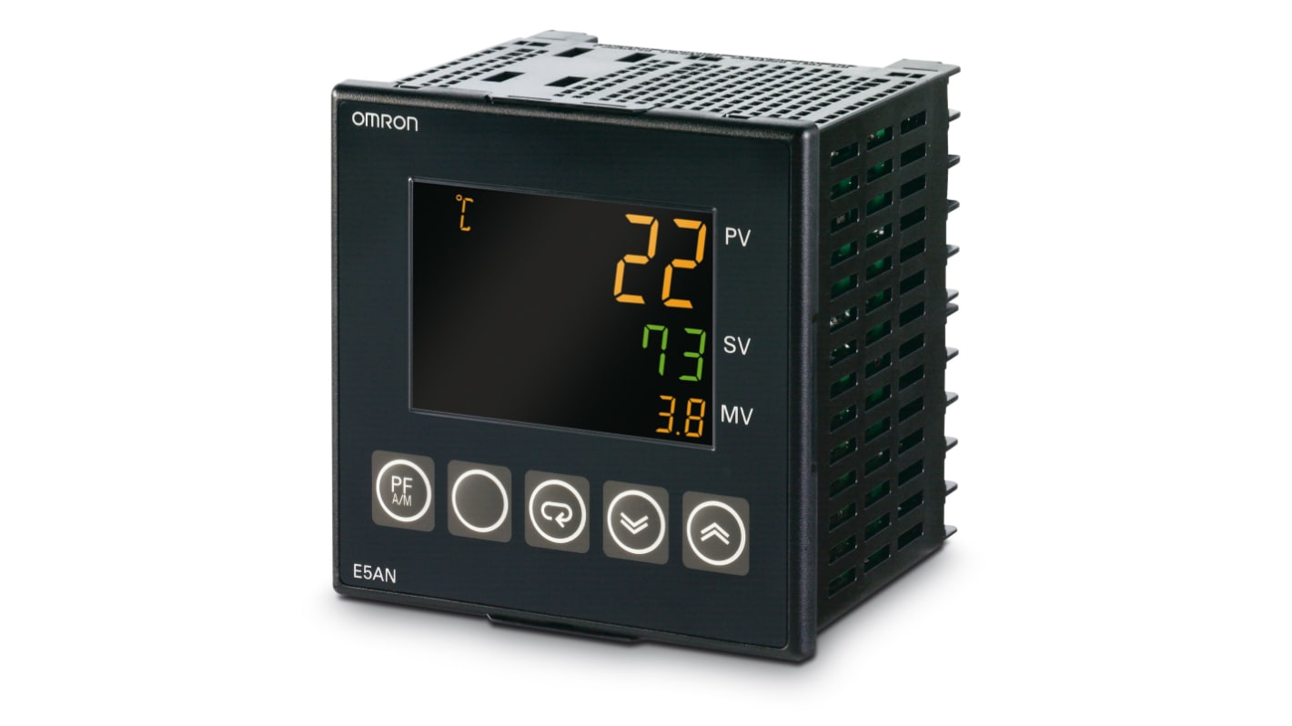 Contrôleur Omron, E5AN, 24 V c.a./c.c., 96 x 96 x 78mm, 3 dédiés sorties , Position proportionnelle <BR/>sortie relais,