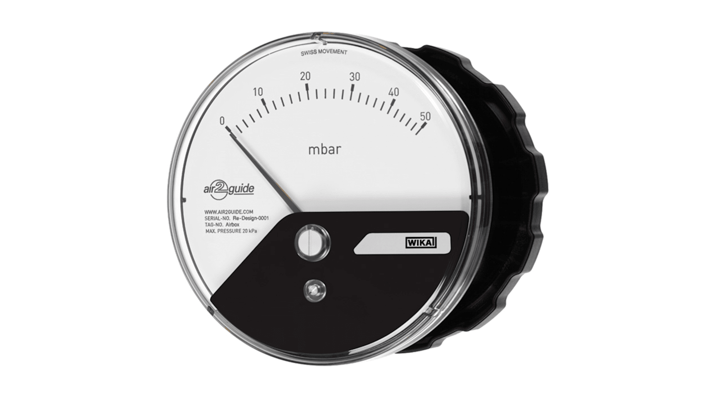 WIKA G 1/8 Analogue Differential Pressure Gauge 1500Pa Back Entry, 48806203, 0Pa min.