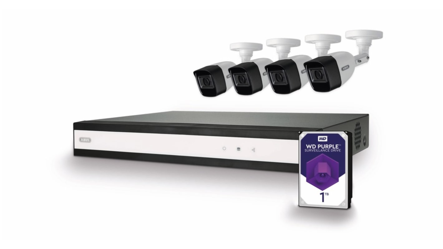 CCTV-overvågningsæt 1x RJ-45 10/100, Selvtilpassende Ethernet-interface Indendørs, udendørs