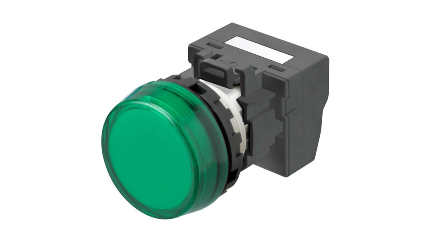 Indicador LED Omron M22N, Verde, Ø montaje 22mm, 24V dc, IP66