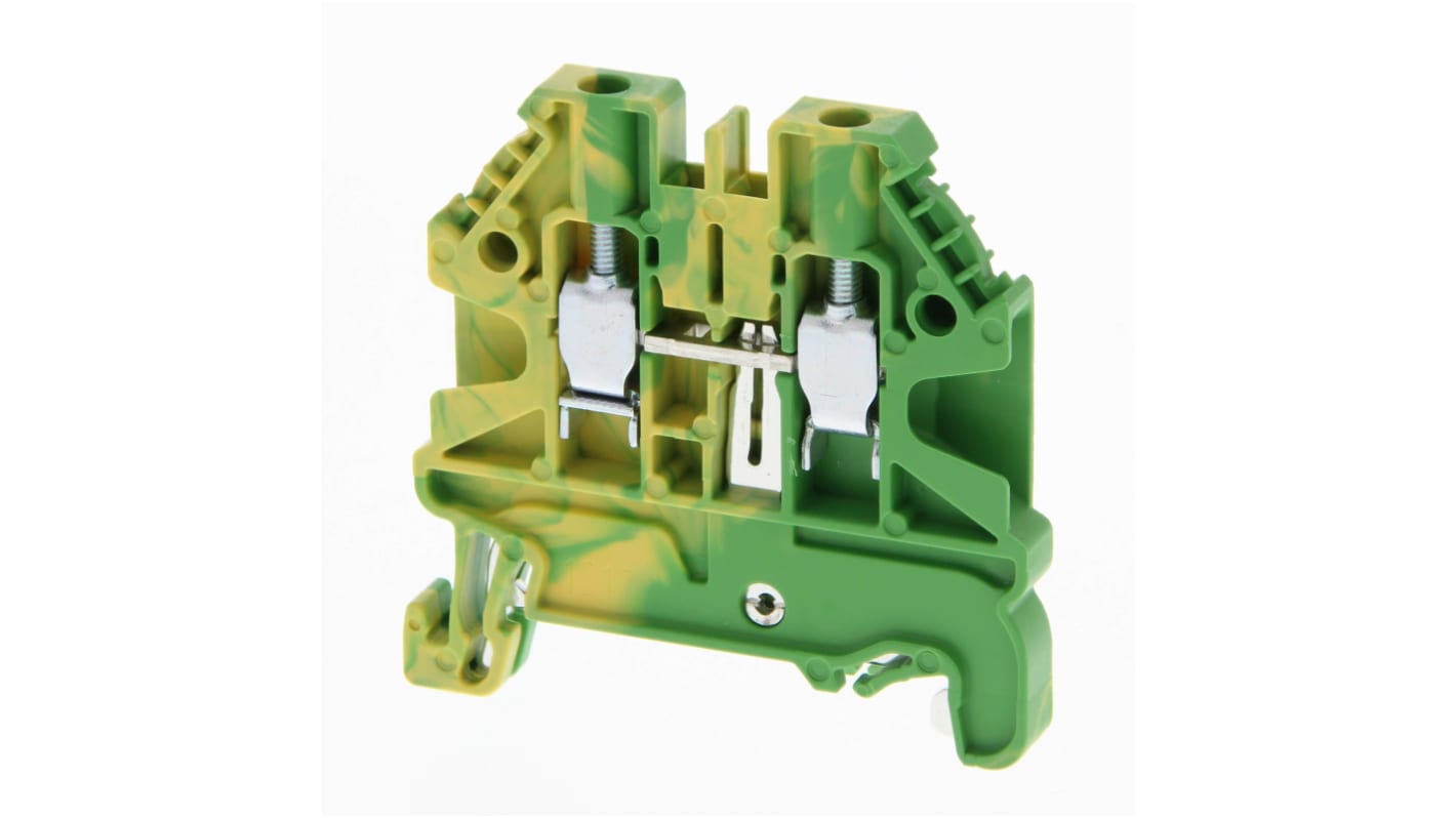 Omron XW5G Series Green/Yellow DIN Rail Terminal Block, 2.5mm², 1-Level, Screw Termination