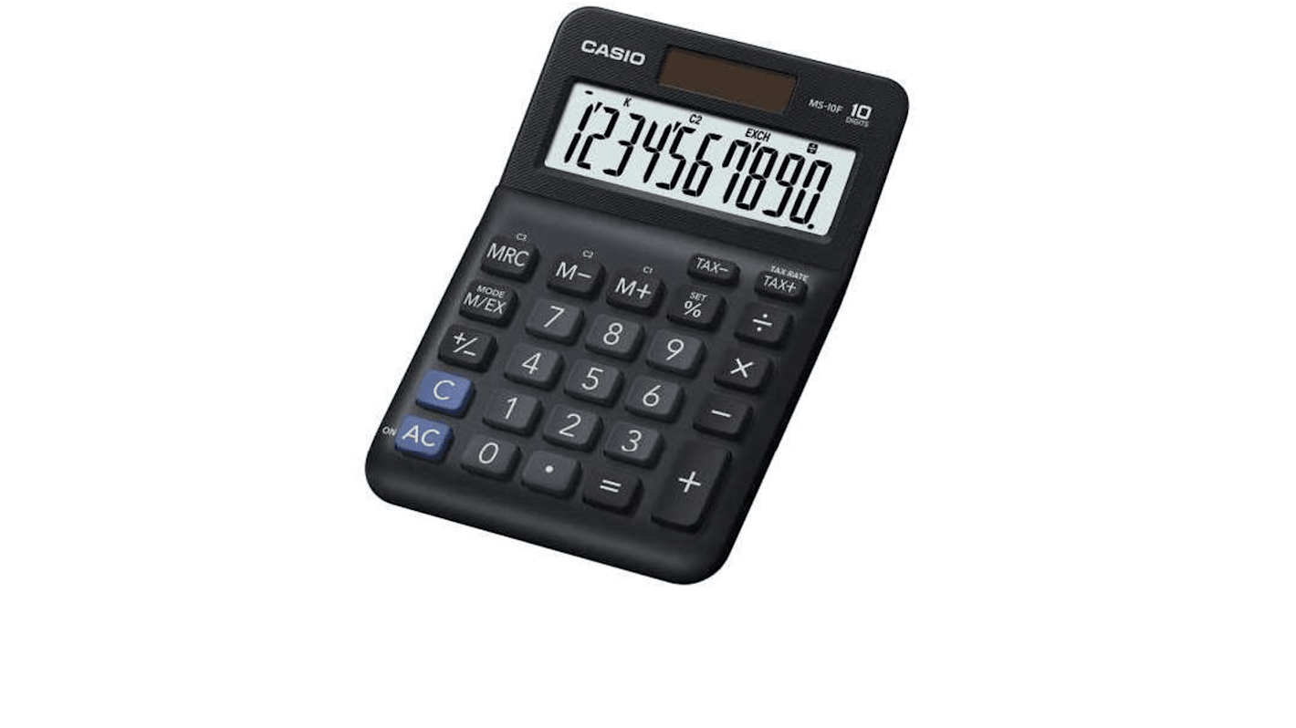 Calculadora Casio MS-10F-WA-EP, Batería, Solar