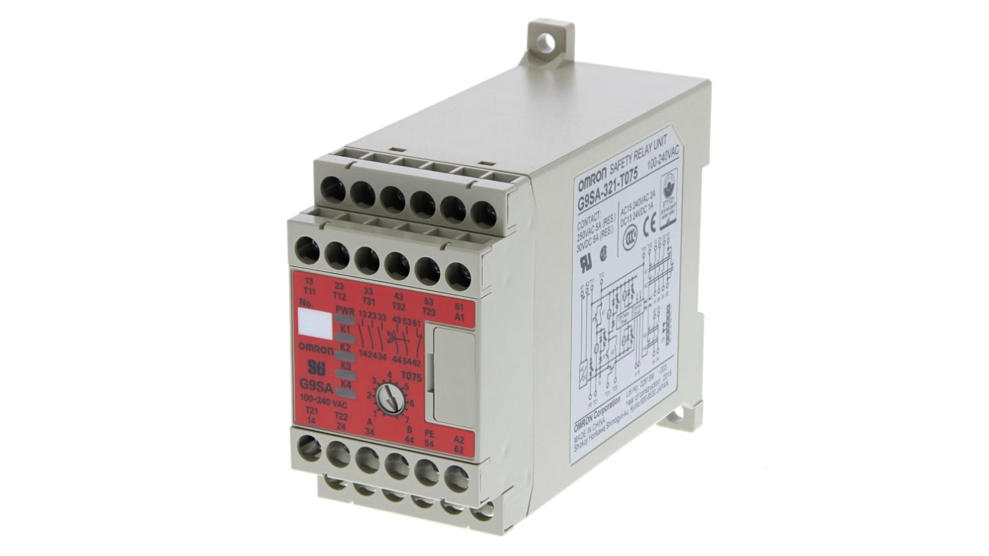 Relé de seguridad Omron Safety Relays de 2 canales, para Parada de emergencia, Haz de luz/cortina, Interruptor de