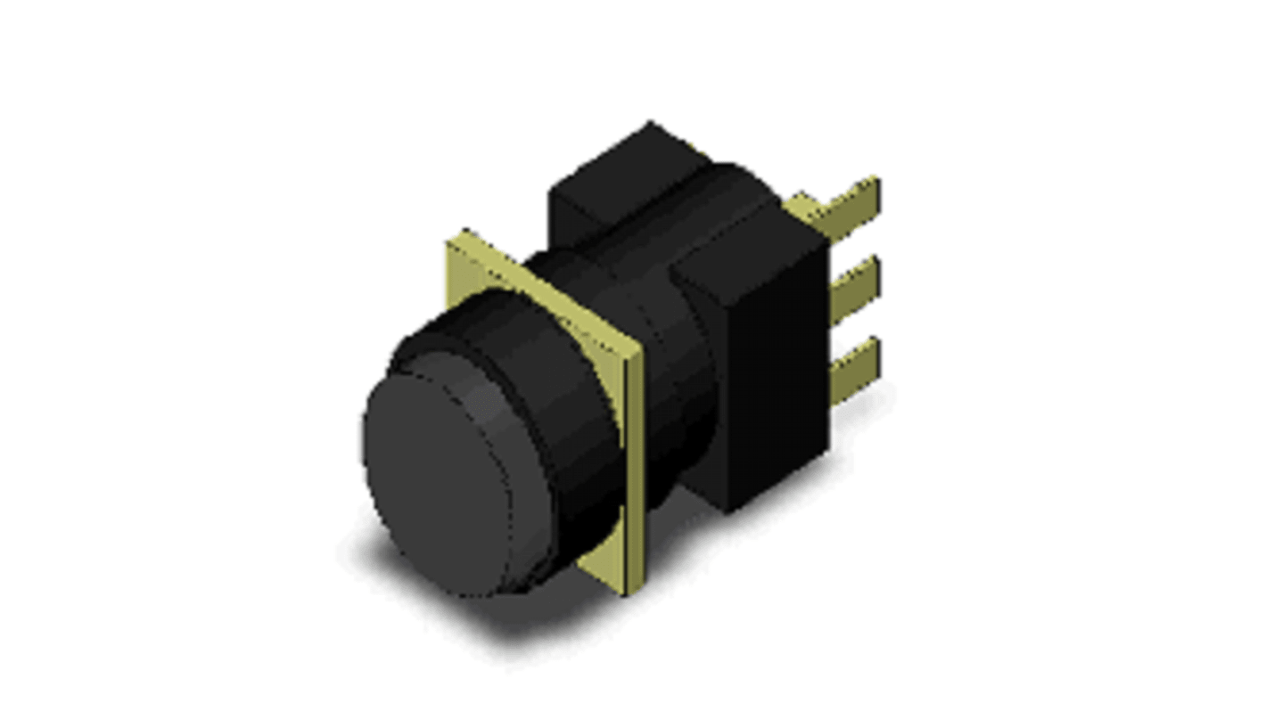Omron A16 Series Push Button Switch, Momentary, Panel Mount, SPDT, Black LED, 250V ac, IP65