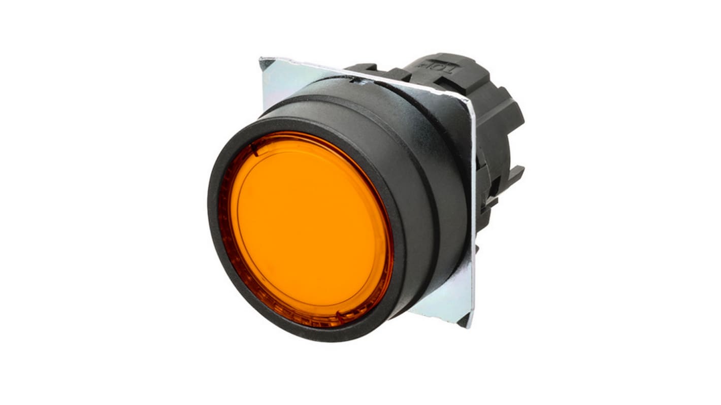 Omron A22NZ Series Illuminated Push Button Switch, Momentary, Panel Mount, Orange LED, IP66