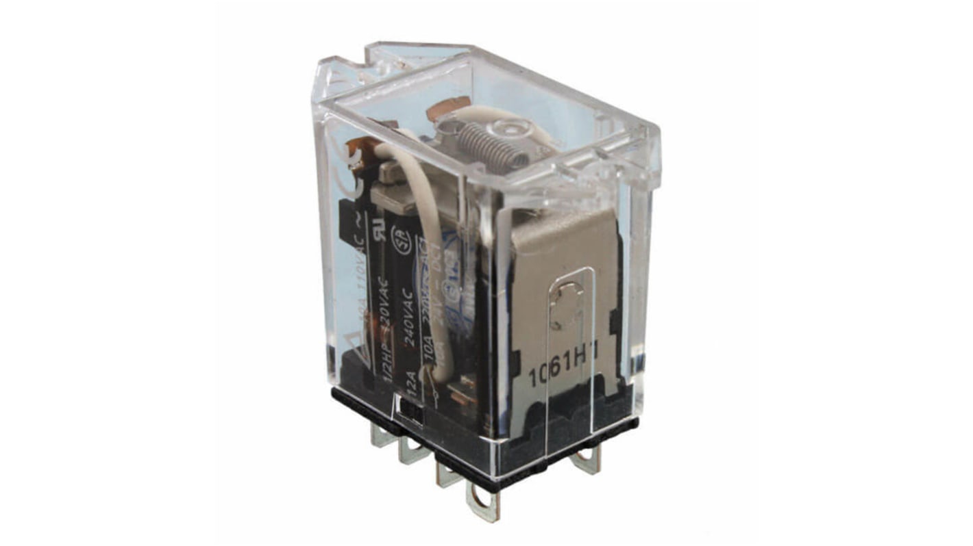 Omron Flange Mount Relay, 220 → 240V ac Coil, 10A Switching Current, DPDT