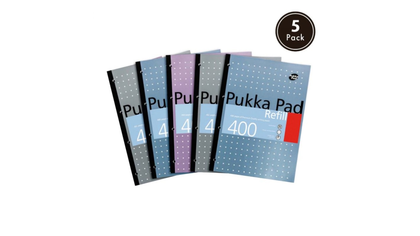 Pukka Pads Notizbuch mit Untere Linienpapier, A4 Klebstoff, Blau, Grau, Violett