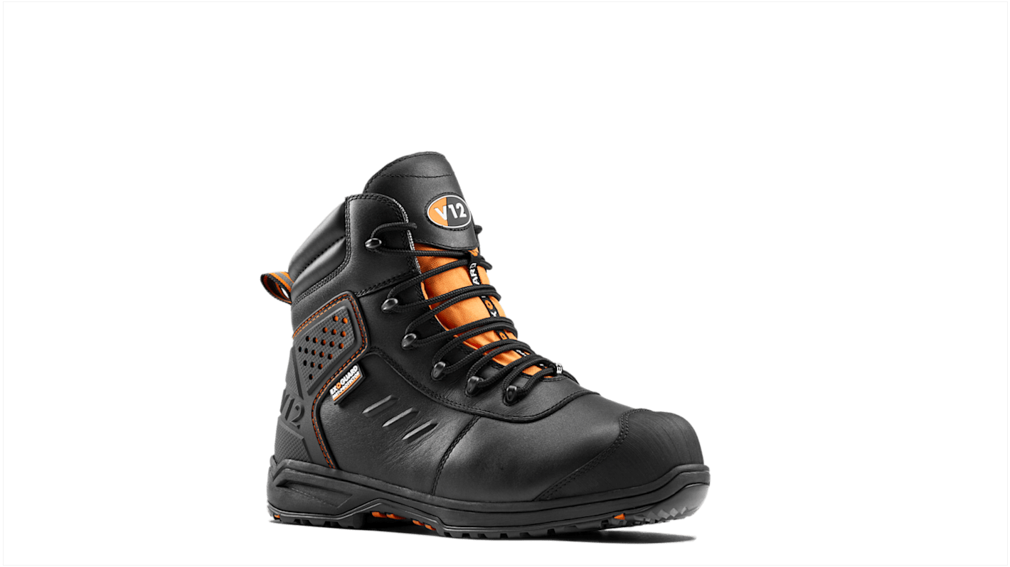 V12 Footwear V2180 Black Composite Toe Capped Unisex Safety Boot, UK 6, EU 39