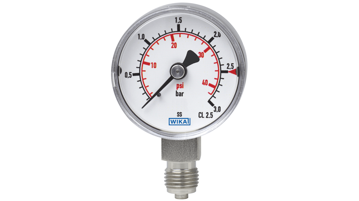 WIKA G 1/4 Analogue Pressure Gauge 315bar Bottom Entry, 48779488, 0bar