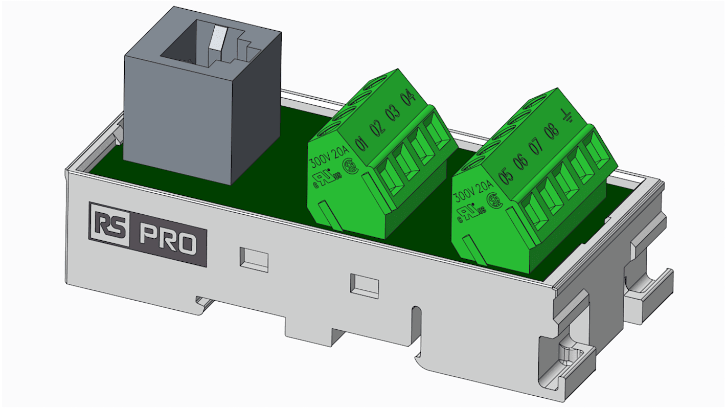 Moduł 9 -pinowe na szynę DIN RS PRO RJ45 Żeński długość 77.9mm 1A