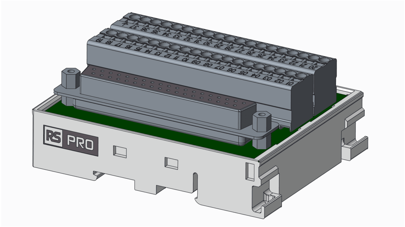 Modulo di interfaccia, RS PRO, D-sub, Montaggio guida DIN, Femmina, 37 poli, 125 V CC, 1A