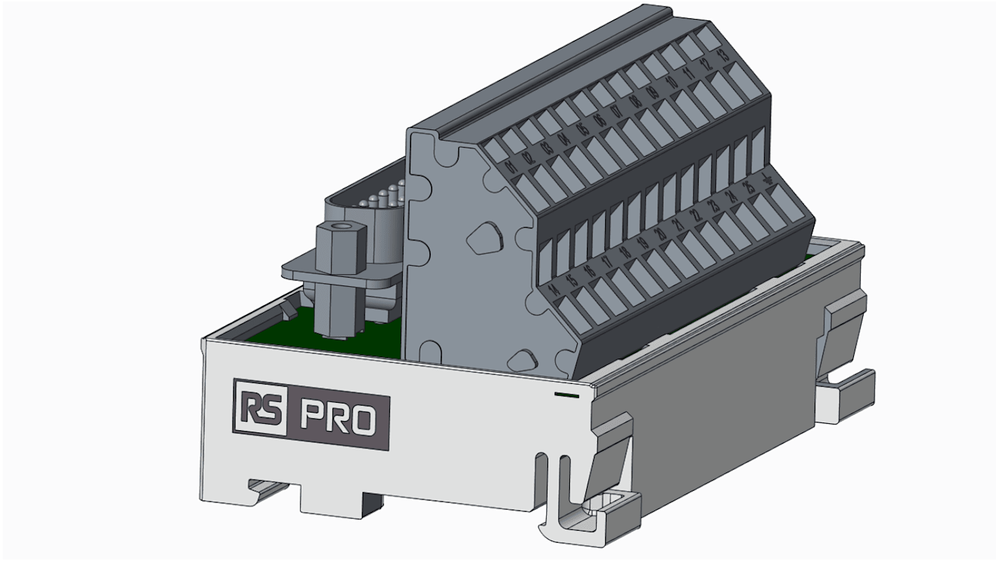 Modulo di interfaccia, RS PRO, D-sub, Montaggio guida DIN, Maschio, 25 poli, 125 V c.c., 1A