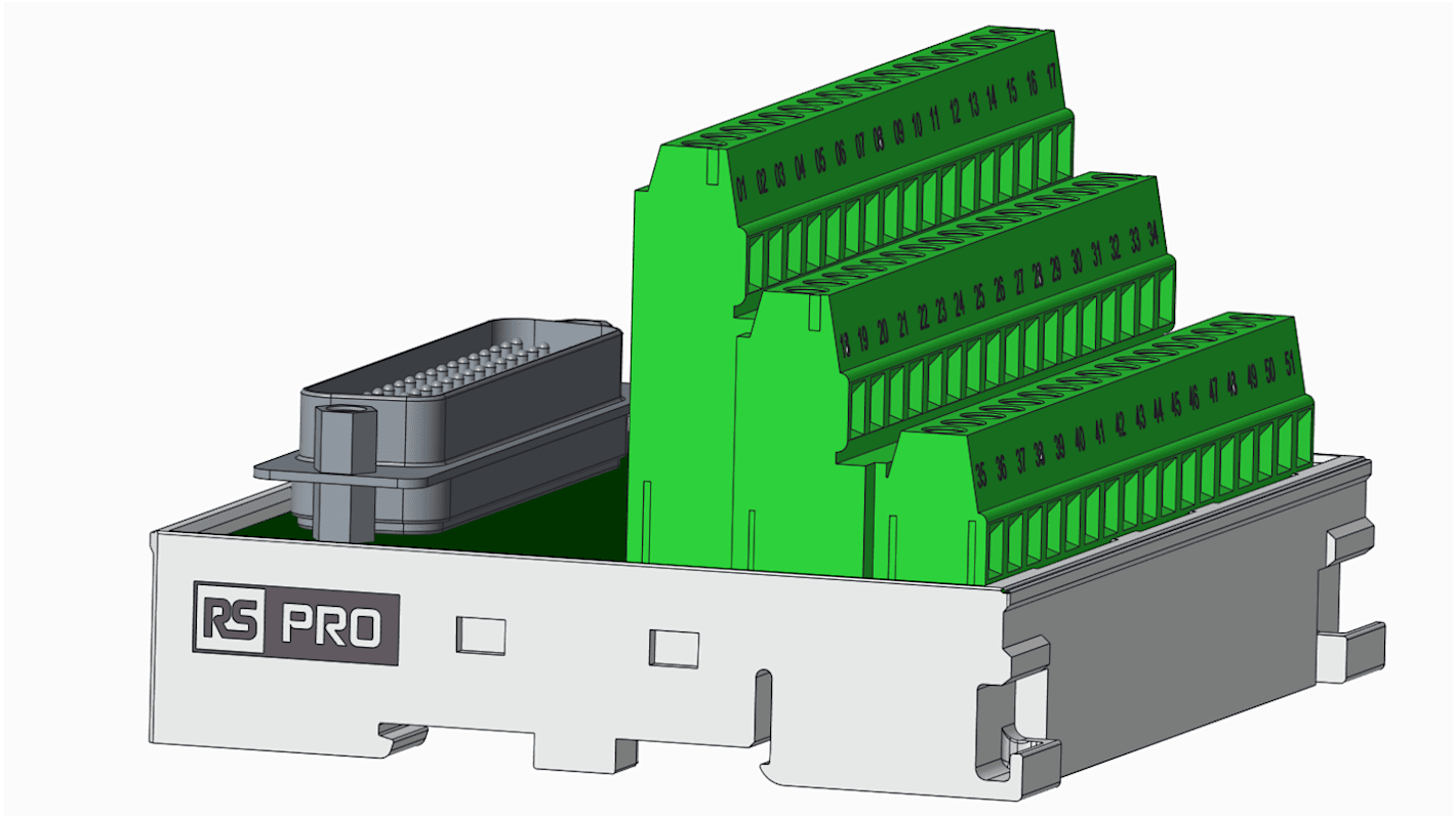 Modulo di interfaccia, RS PRO, D-sub, Montaggio guida DIN, Maschio, 50 poli, 125 V c.c., 1A